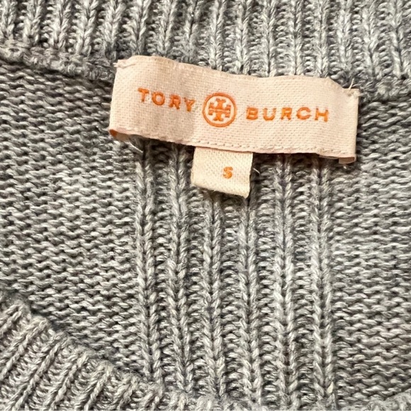 Tory Burch - Grey Knit Sweater w/ Rhinestone & Blue Gem Embellishments - Picture 8 of 15